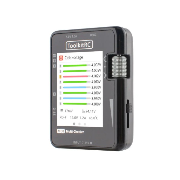 ToolkitRC MC8 Batería Multi 20W 32 BIT Multifunción PWM/PPM/ SBUS Equilibrador de batería USB-C Accesorios de carga rápida